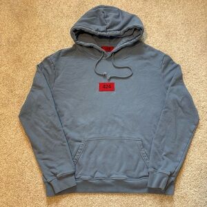 424 On Fairfax Logo Patch Hoodie Sweatshirt Blue Red Size L